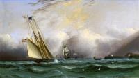 James E Buttersworth - Schooner Columbia off Portsmouth Harbor, England